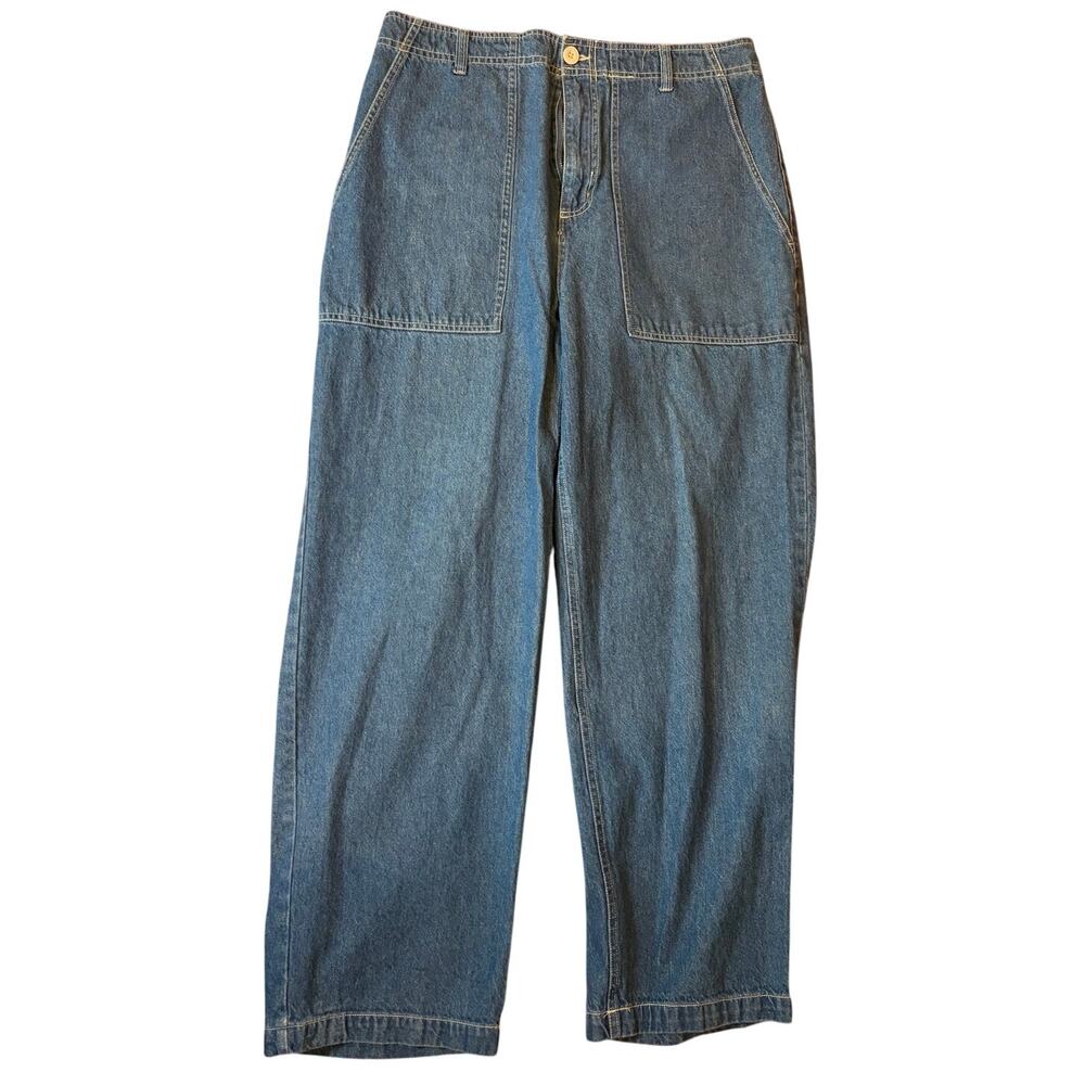 BRIXTON Women's Alameda Patch Pocket Jeans 31 Utility Denim High Rise Wide Leg